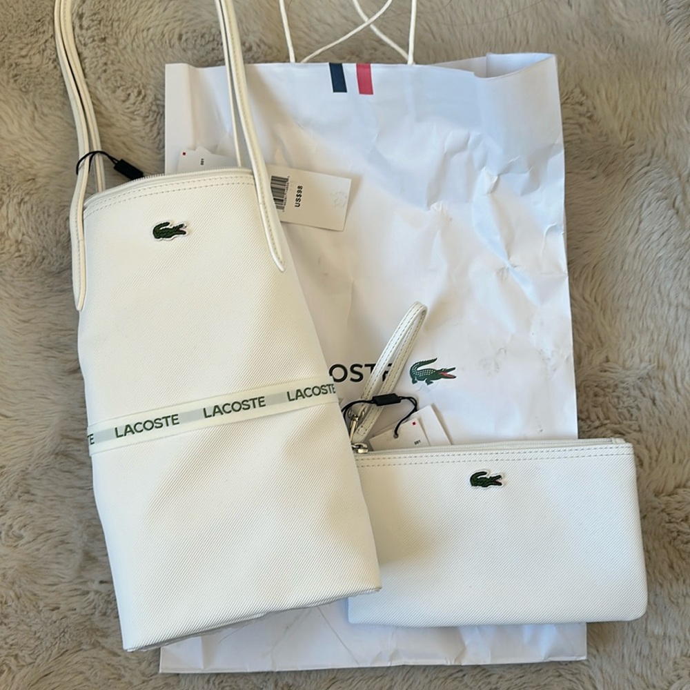 NEW WITH TAG LACOSTE BAG WITH MINI POUCH SET